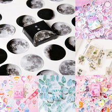 Load image into Gallery viewer, 45pcs/box Stationery Stickers Vaporwave DIY Planet Sticky Paper Kawaii Moon Plants Stickers For Decoration Diary Scrapbooking